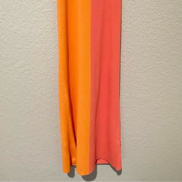 New Zara Tied Knit Halter Pink Orange Colorblock Midi Dress 9598/095 Large - Picture 7 of 10